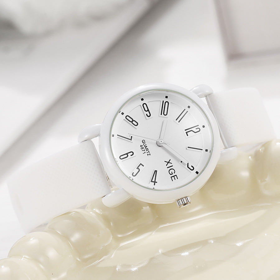 Silicone strap waterproof women's watch student watch dopamine color matching quartz watch manufacturer wholesale dopamine watch