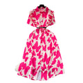 Sophisticated niche women's dress -  summer new arrival: designer ruffle-trimmed, cinched-waist, printed elegant maxi dress