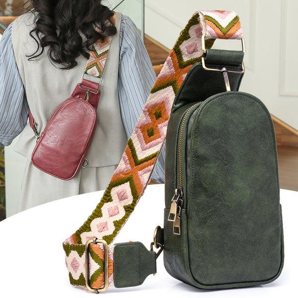 Cross-border popular breast bag women's European and American retro women's messenger bag PU soft leather fashion travel satchel women's bag