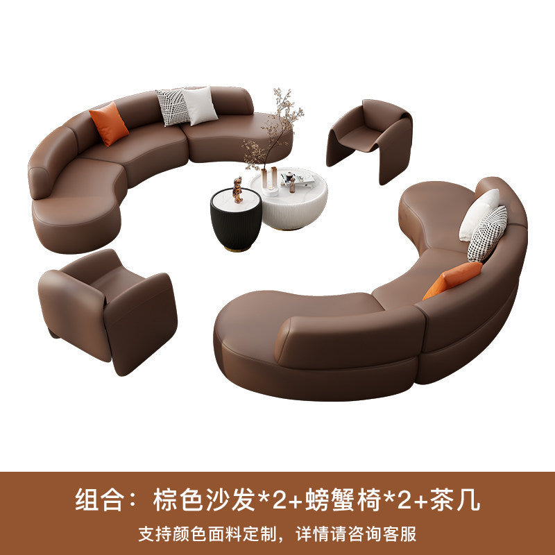 Cat scratch leather curved sofa living room segmented negotiation sofa coffee table combination shopping mall rest technology leather hotel lobby