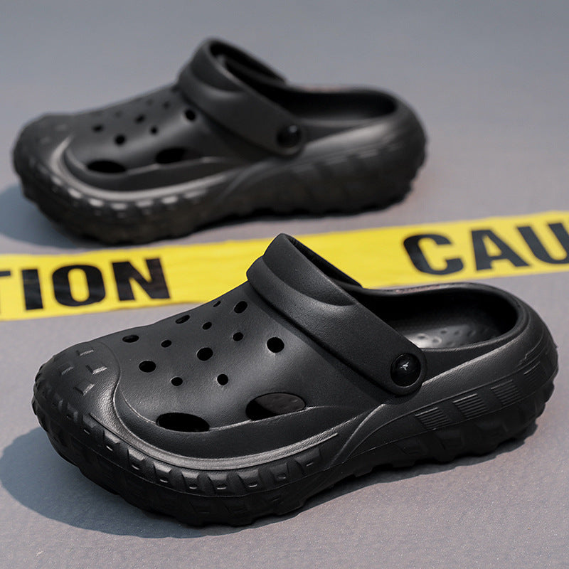 Foreign trade hole shoes men's summer outer wear bag head dual-purpose slippers tire bottom leisure beach large size slippers wholesale