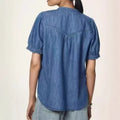 new european and american style versatile princess sleeve lightweight denim shirt casual top for women - perfect for cross-border e-commerce on  and
