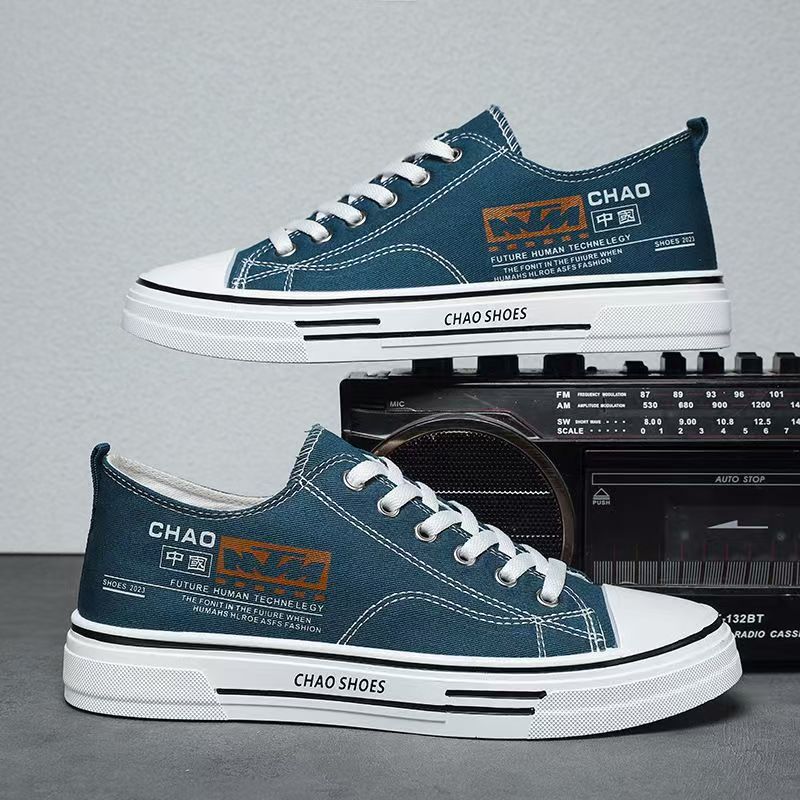 Men's korean style winter 2025 new versatile athletic casual lightweight men's skate shoes wear-resistant breathable canvas trendy sneakers