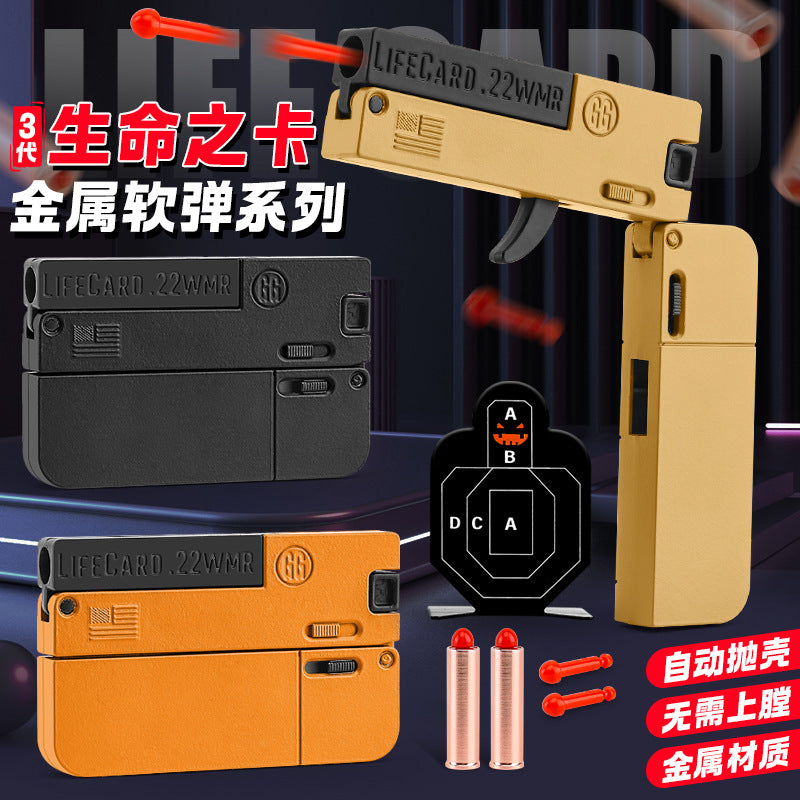 new arrival alloy folding spray life card toy gun can launch soft bullets security pistol kids boys