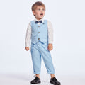 Korean style new boys' spring/autumn outfit: striped long-sleeve shirt, gentleman's vest, and three-piece children's suit set