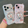 Pink deer heart bracket suitable for apple 17pro mobile phone case bunny iphone16/13 anti-fall protective cover