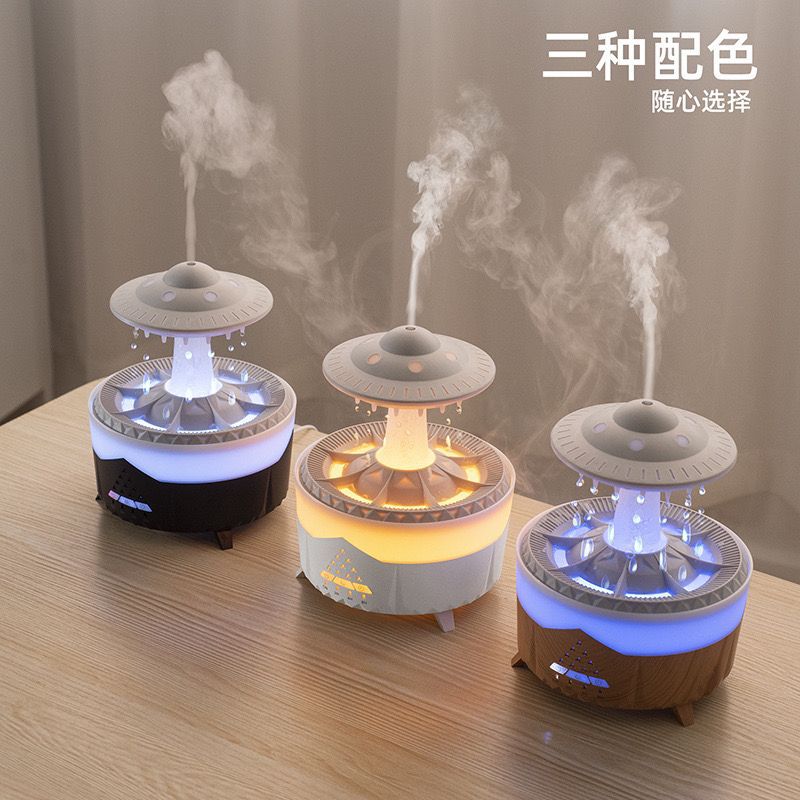 New colorful raindrop aroma diffuser - home bedroom night light, office desk silent remote control humidifier & air purifier