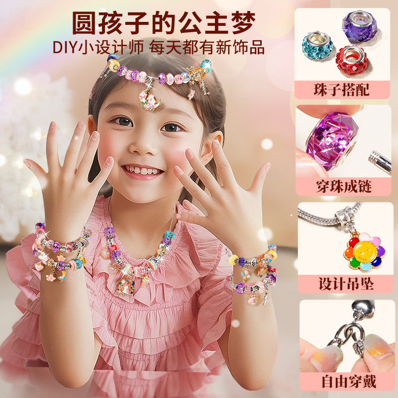 Diy beading kit for kids - necklace, bracelet & jewelry making - educational toy gift set for girls