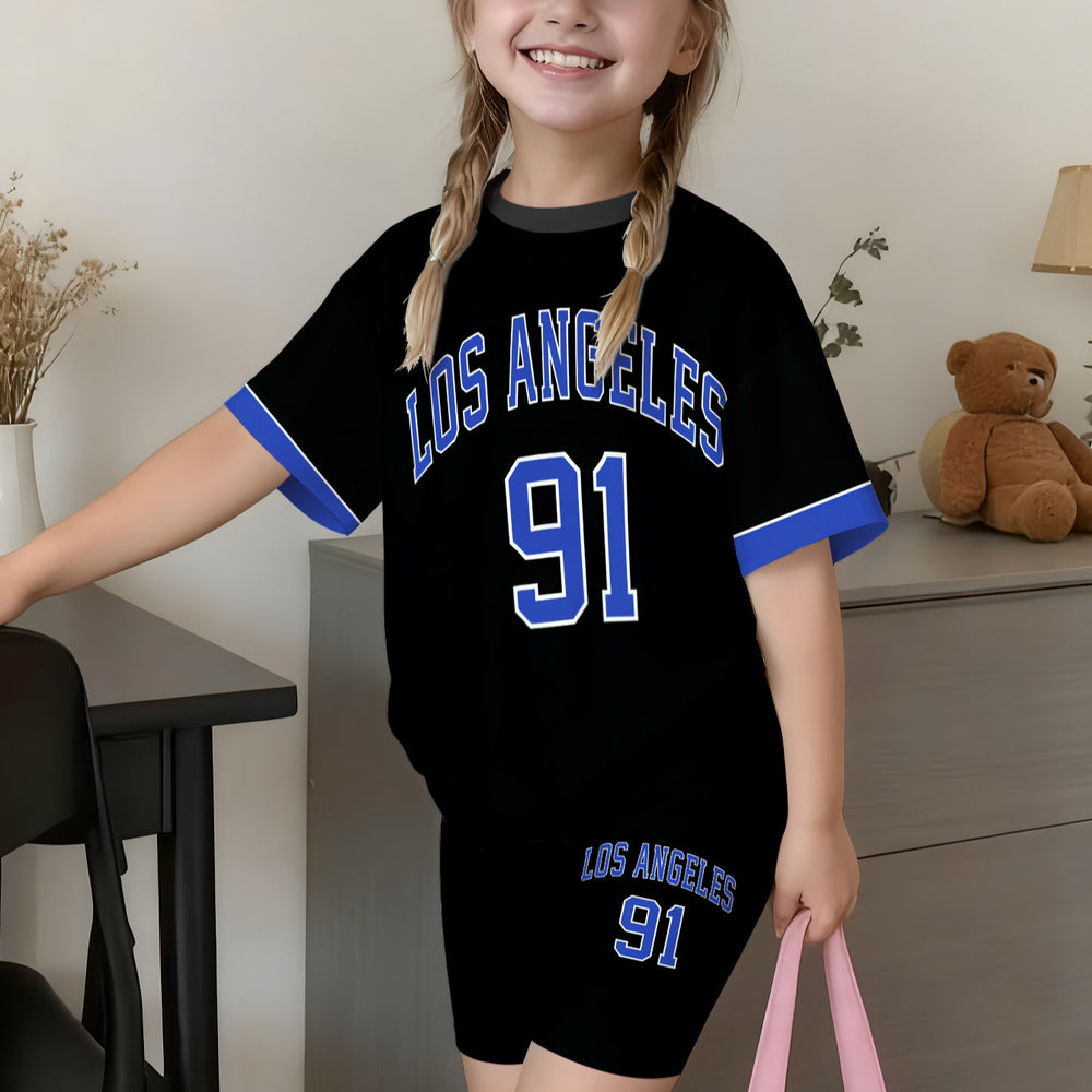 wholesale girls' short-sleeve and shorts sets, fashionable spring, summer, and autumn outfits for girls