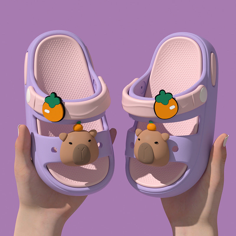 3d capybara kids' slippers - new 2025 summer collection for girls, indoor home cartoon non-slip sandals for boys