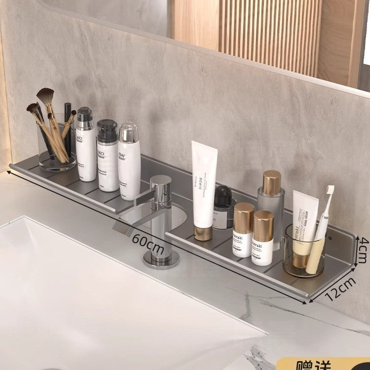 Bathroom vanity mirror front shelf, toilet faucet sink bathroom storage rack, drill-free installation