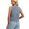 Fashion cross-border foreign trade  independent station summer new casual round neck straight-leg versatile slimming look denim vest