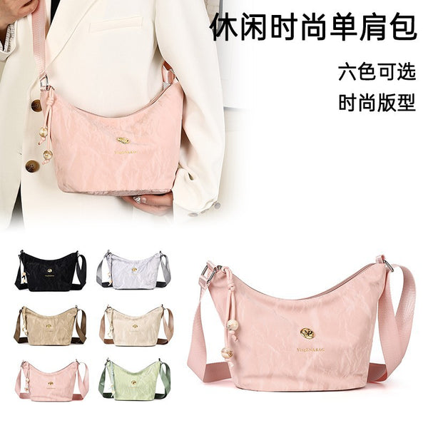 Stylish and simple fabric commuter messenger women's bag large capacity temperament versatile messenger bag ins romantic shoulder bag
