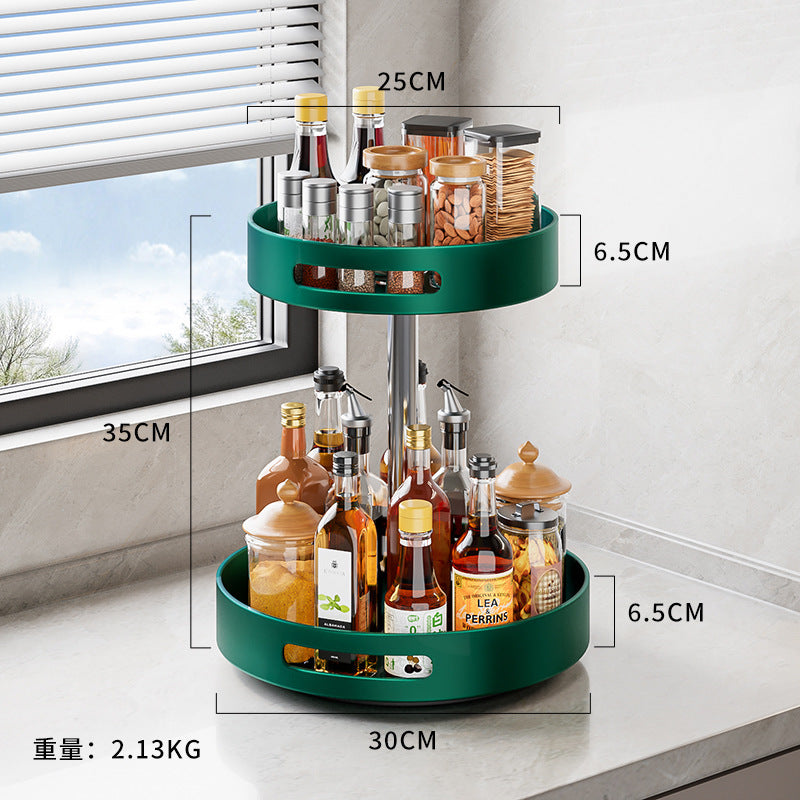 Stainless steel seasoning rack 360 ° rotation convenient rack countertop thickened stainless steel double-layer multi-functional storage