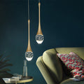 Light luxury single-head small chandelier golden water drop bench round hanging lamp modern bedroom bedside bar restaurant hotel