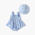 Ins summer clothing newborn baby sleeveless suspender khaki style small floral thin baby girl bag butt skirt one-piece