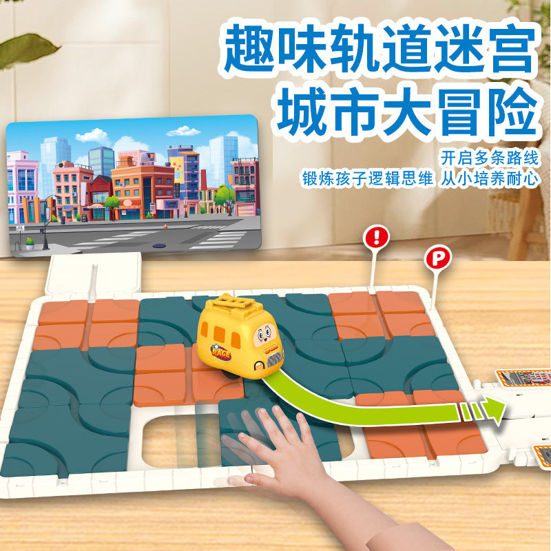 diy versatile road construction maze huarong road rail car toy - children's thinking logic training tabletop game