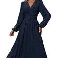 Fall and winternew arrival medium wool ball oblique collar lantern sleeve pleated waist dress