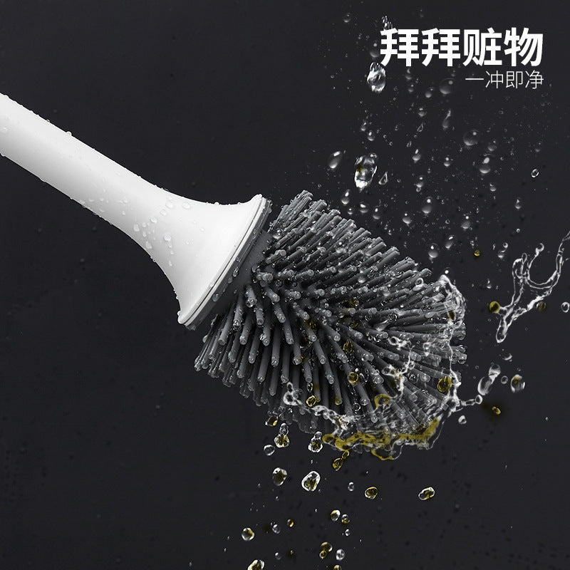 马桶刷架硅胶无死角长柄软毛厕所清洁刷套装免打孔马桶清洁刷神器