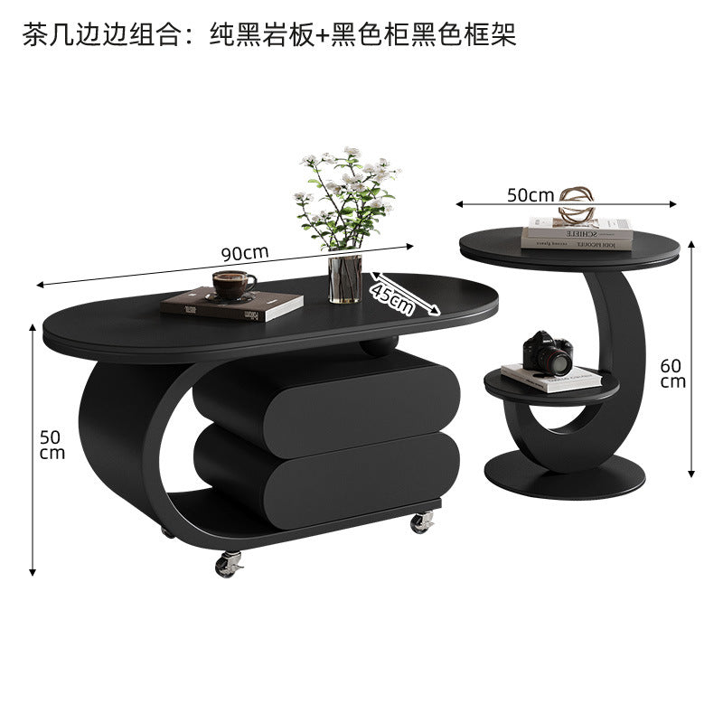 Modern minimalist sintered stone removable coffee table set - italian-inspired light luxury artistic coffee table for small living rooms