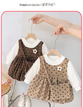 Girls' autumn dress  new korean style chic two-piece look dress for toddlers and young children, perfect for baby girls' first birthday and princess outfits