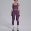 New arrival: solid color reversible jacquard compression yoga set - workout, running, and fitness two-piece outfit