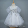 Kids' formal dress princess dress new short printed mesh girl's princess dress flower girl wedding dress one piece wholesale foreign trade