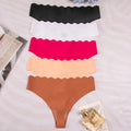 fashion one-piece seamless women's underwear pure colorcut out wavy waist low-waist nylon adhesive underwear for women