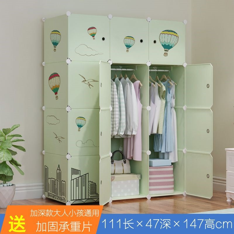 Simple wardrobe for home bedroom cabinet rental house simple folding assembly dormitory reinforced baby kids wardrobe cupboard