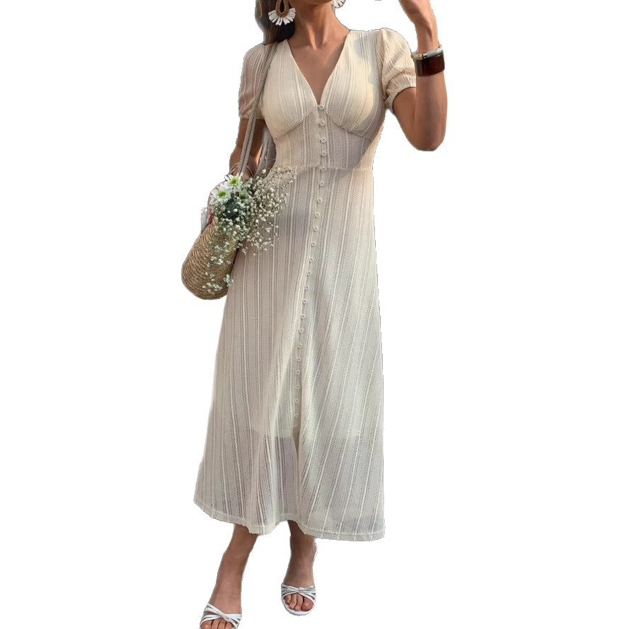 new arrival: cross-border v-neck french chic lace bodycon dress