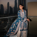 women's fashion printed cardigan robe set with headscarf - loose fit