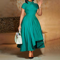 Export women's summer fashioneleganthigh waist banquet large swing skirt asymmetricalelegance evening party african dress