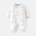 Babibele cotton jumpsuit for infants and young children 120g quilted fall and winter boneless khaki thin cotton thickened partial placket romper