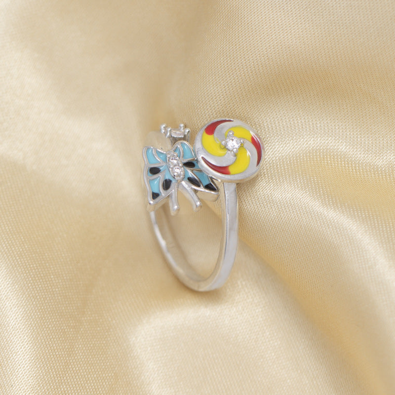 hot-selling sunflower rotating ring, full zirconia open sunflower, new rotatable ring, high-end jewelry