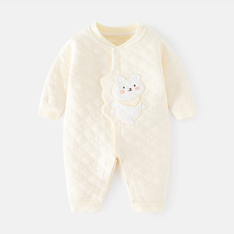 Babibele baby heattech onesie baby fall and winter boneless haki type a baby snap button door-to-door romper pajamas
