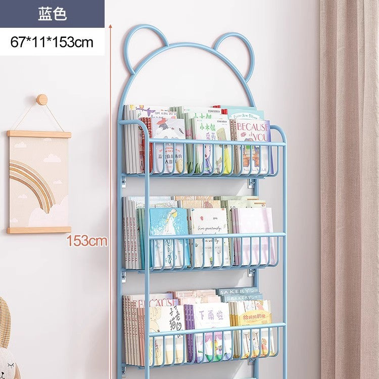 Behind the door shelf wrought iron ultra-thin bookshelf floor-to-ceiling children's simple extremely narrow crack wall wall hanging household storage cabinet