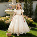 Ready-to-ship new lace wedding dress bubble sleeve princess dress girls birthday party dress kids dress