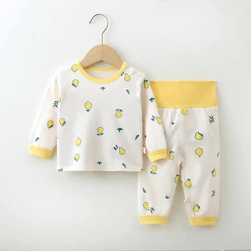 Baby autumn clothes and long pants suit baby intimatespure cotton spring & fall east high waist belly protective clothes infant and toddler bottom clothes
