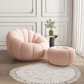 Pink sofa + ottoman set (lambswool) - swivel