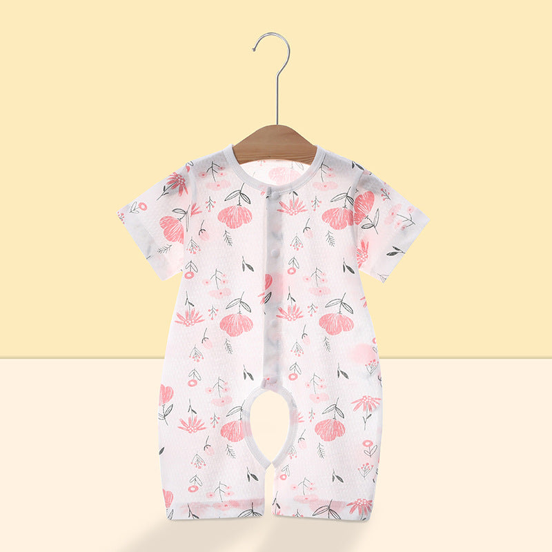 Baby short-sleeve romper with open crotch - summer outfit for infants and toddlers - class a pure cotton thin summer clothes - baby onesie for summer