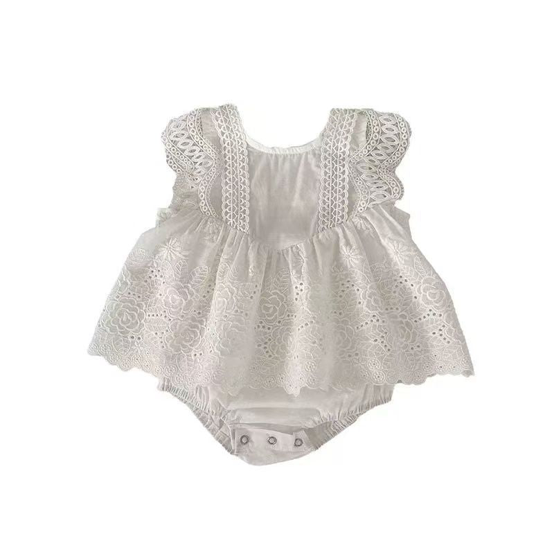 Baby girl full month 100 days princess lace romper summer thin outing clothes baby clothes summer triangle bag butt