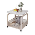 Modern minimalist mobile square rock slab coffee table - small apartment mobile cart side table coffee table square table