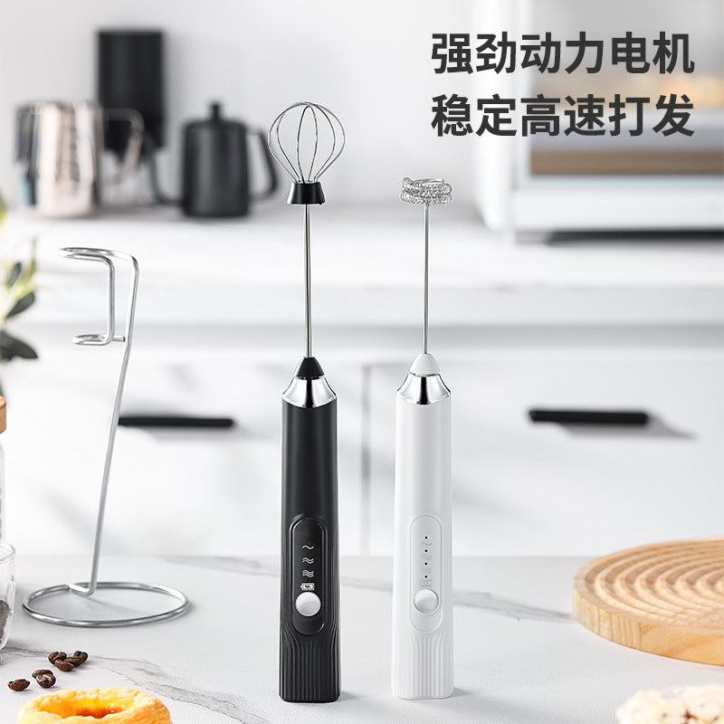 Electric milk frother, hand mixer, coffee frother, home milk foamer, cream whipper, handheld mini whisk