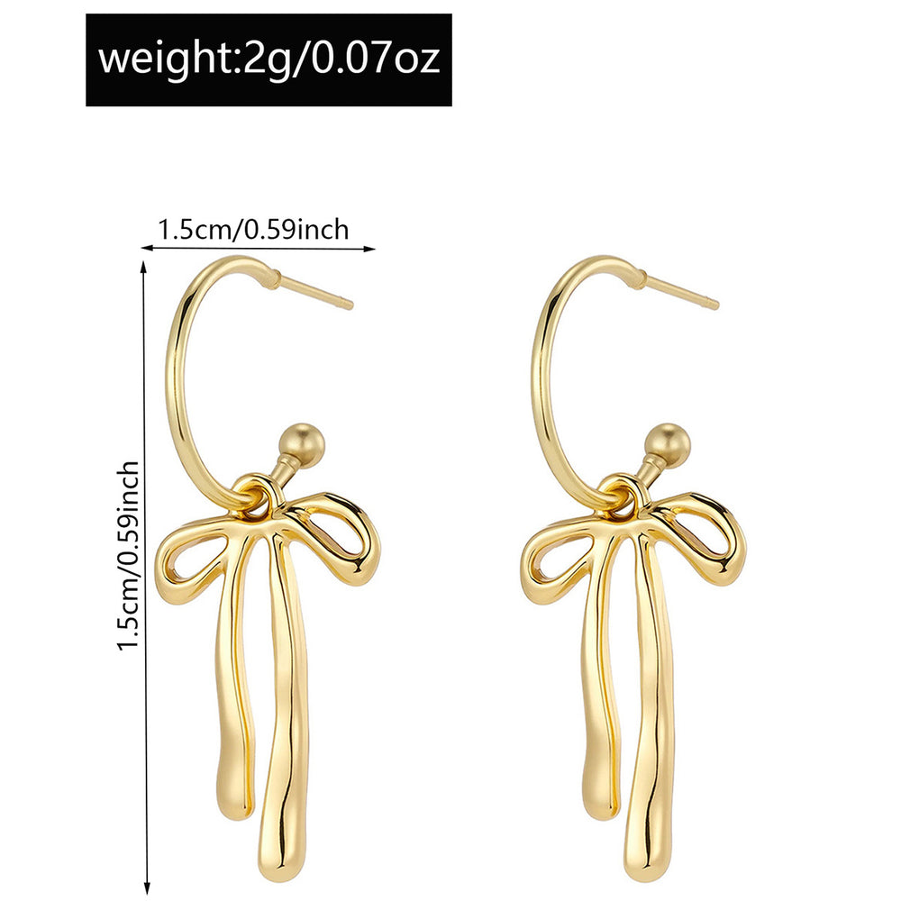 Wholesale bow earrings: european & american cross-border fashion, elegant dangle earrings, minimalist niche design, gold-tone high-end stud earrings