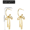 Wholesale bow earrings: european & american cross-border fashion, elegant dangle earrings, minimalist niche design, gold-tone high-end stud earrings