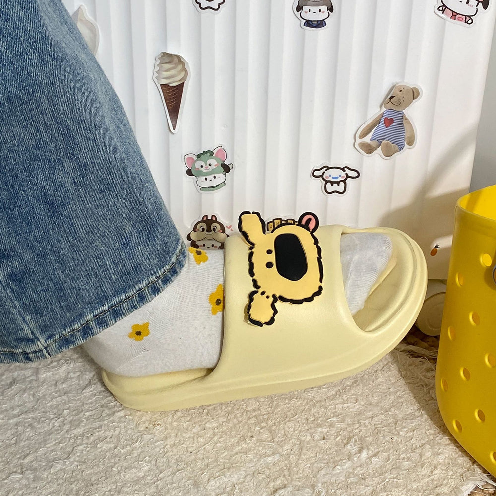 New arrivalcute cartoon dog poop feeling eva sandals thick soft bottom couple flip-flops all year roundoutwear slippers