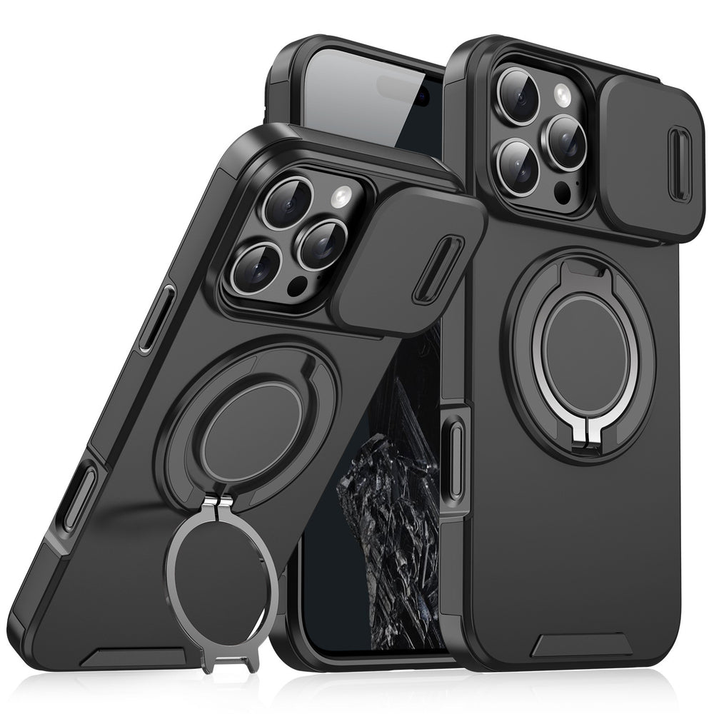 Suitable for apple 17 mobile phone case, lingke 360 magnetic holder, push window lens cover, anti-fall protective cover for iphone16