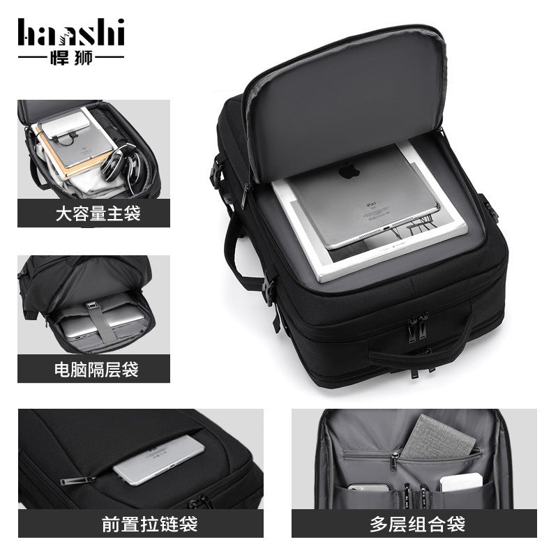 Cross-border custom logo men's fashion women's backpack, high-end commuting waterproof computer bag, lightweight travel backpack