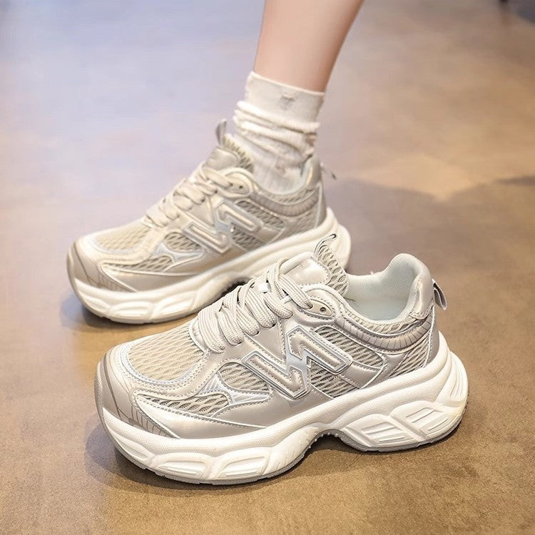 Thick solesilver dad shoes for women 2026new arrival spring and summer mesh easiest for matchcasualheight-increasingbest selling super popular sports shoes