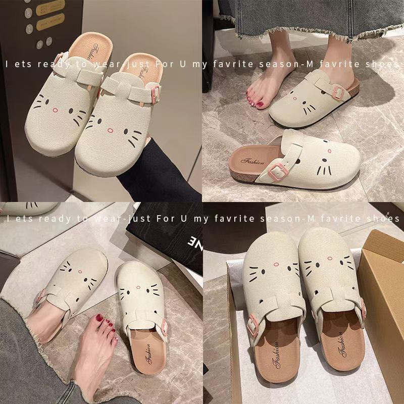 Boken women's shoes sweetthick soleniche stylecute toe shoes wear super soft slip-on non-slip half drag women's shoes wholesale